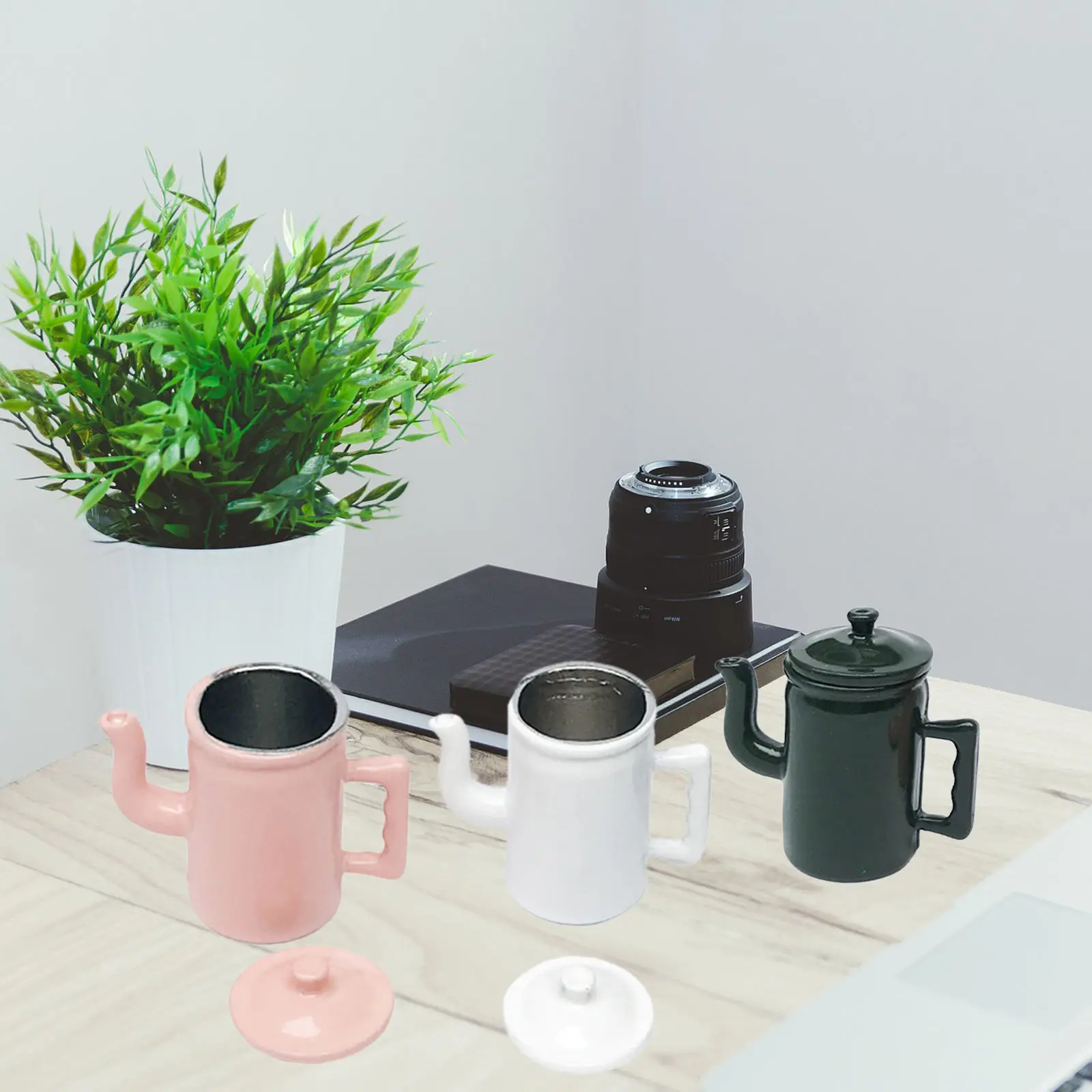 

3x 1/12 Doll House Miniature Alloy Kettle Pot Baby Doll Kitchen Bedroom Accs