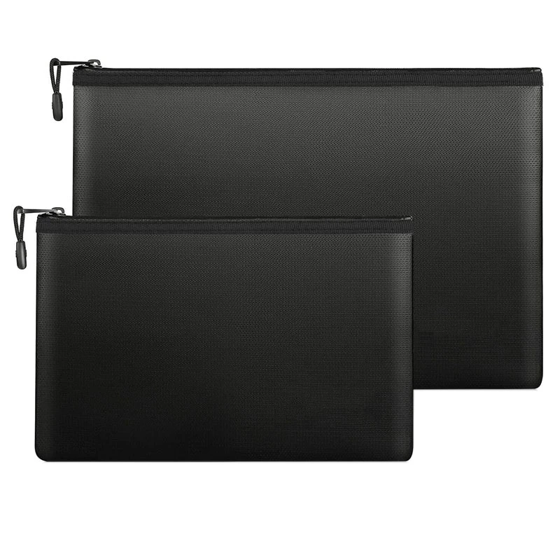 

2 Pack Fireproof Document Bag Fireproof Money Bag with Zipper for A4 Documents,Tablet, Laptop, Jewelry and Passport