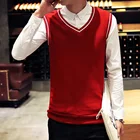 Брендовый мужской вязаный жилет HCXY, модный свитер без рукавов с V-образным вырезом, мужской повседневный деловой Топ, Модный пуловер для мужчин