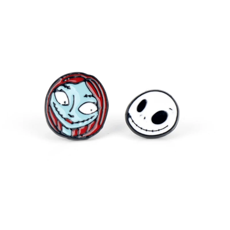 Jack Sally Anime One Piece Luffy Tom and Jerry Alice in Wonderland Stud Earrings The Nightmare Before Christmas Jack Sally Cute Earrings - Окраска металла: Jack Sally