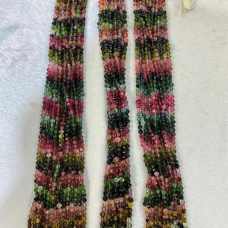 

4x5mm Colored Tourmaline Natural Beads Abacus Accessories Semi Precious Stone Crystal Necklace Bracelet Earring Cut Bead