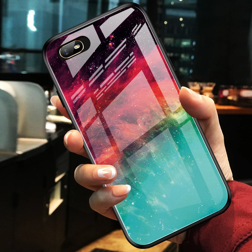 Чехол из закаленного стекла звездного неба для Oppo A1k разноцветный окрашенный