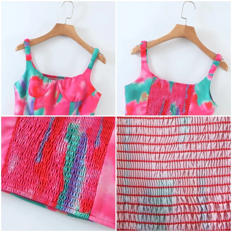 

MosiMolly Cool Trendy Tie Dye Camisole tops Women Bodycon Short Strap Tops Women Vest Streetwear Female Blusas Summer