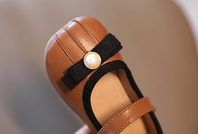 Детские кожаные мокасины для девочек Туфли Мэри Джейн с мягкой нескользящей