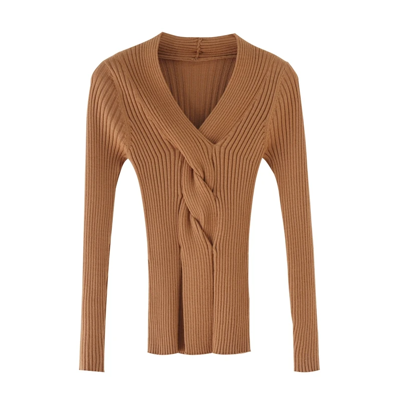

spring and autumn period and the han edition long-sleeved crossover v-neck thread tight sweater coat show thin woman
