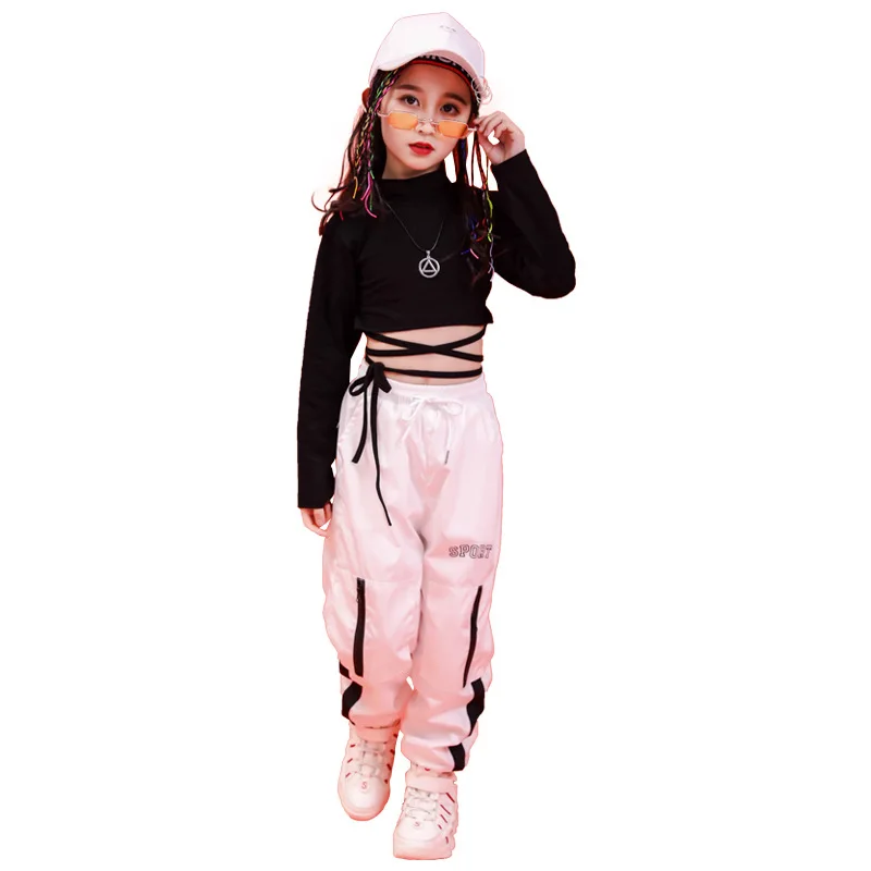 Hip Hop Clothing Children kids Sweatshirt Black Shirt Top Pants for Girl Jazz Dance Costume Ballroom Dancing Clothes Wear | Тематическая