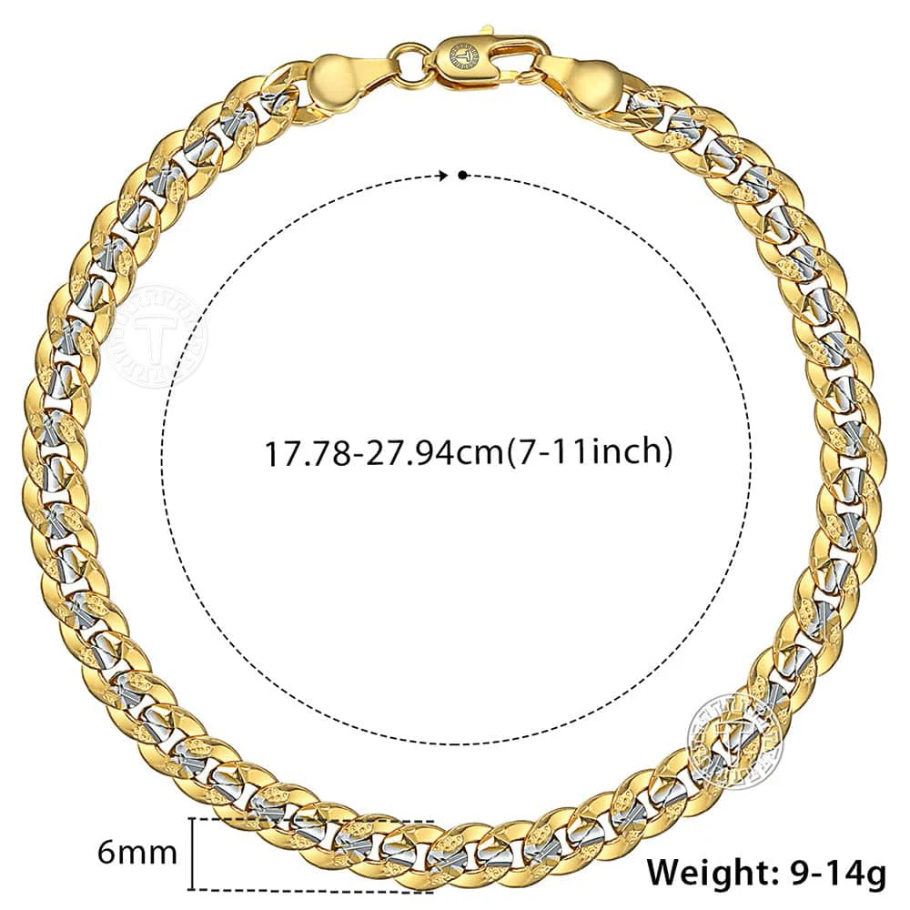 Браслет Davieslee для мужчин и женщин цепочка серебряного цвета желтое золото