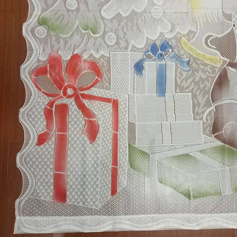 Christmas Cute Flash String Lace Door Curtain Window Room With LED Light Valance Home Tree Decoration | Дом и сад
