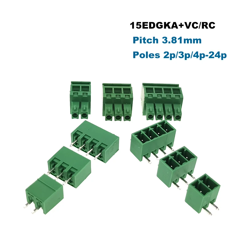 5/2 комплекта вставные платы Клеммная колодка Шаг 3 81 мм разъем 15EDGKA + ВК/RC мужской