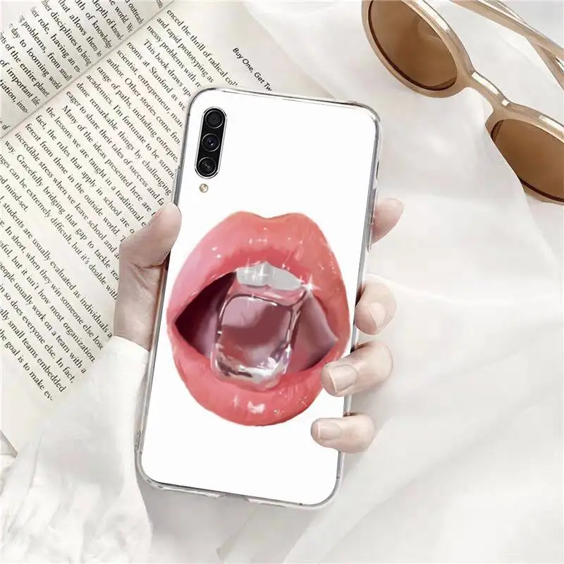 

Sexy big red lips Phone Case Transparent for Samsung A71 S9 10 20 HUAWEI p30 40 honor 10i 8x xiaomi note 8 Pro 10t 11