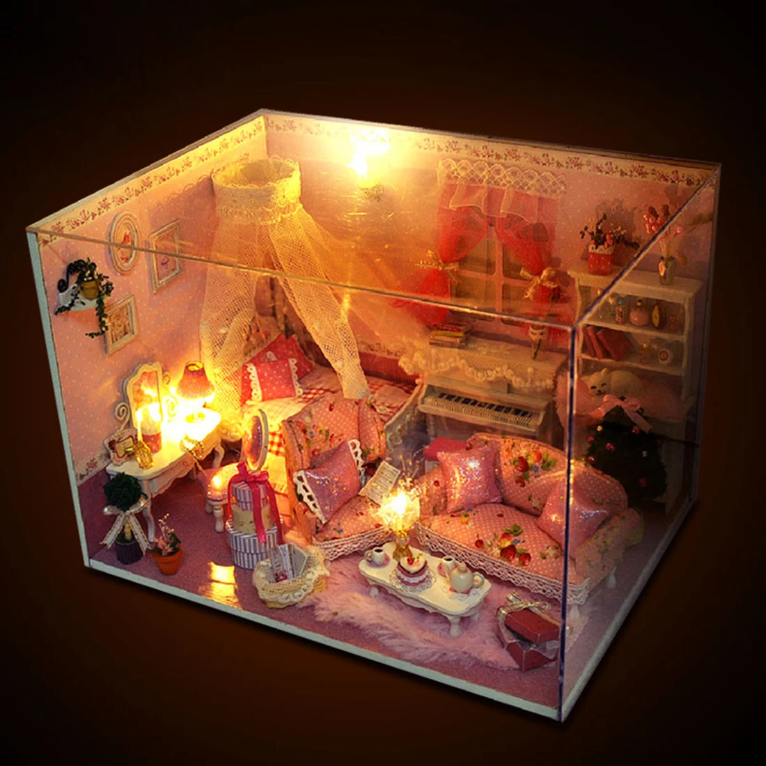 

Interesting Dollhouse Princess Diary 3D Assembly DIY Household Creative House Kit With Dust Cover Doll House Furniture Girl Gift