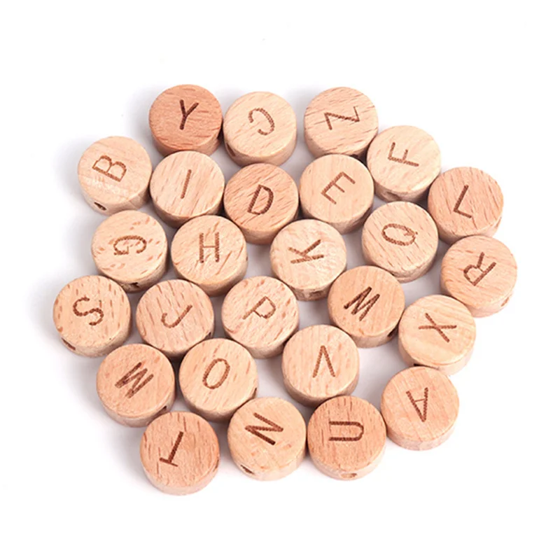 

Wood beads Baby Teething Alphabet Beads A-Z Letter beads food grade Rodent Material Making Necklace DIY Accesories For Pacifier