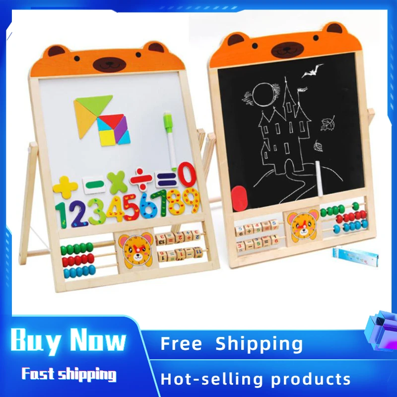 

Настольная доска для сообщений 2 в 1, доска для мольберта из сосновой древесины, детская деревянная доска для записей, черная доска, складные ...