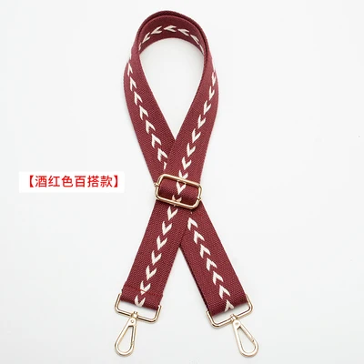 wine red 3,8 см широкий Модный ремешок с вышивкой стрелы V хлопковая холщевая ткань Сделай Сам сумка на одно плечо ручка ремня 88~ 140 см регулируемая - Цвет: wine red