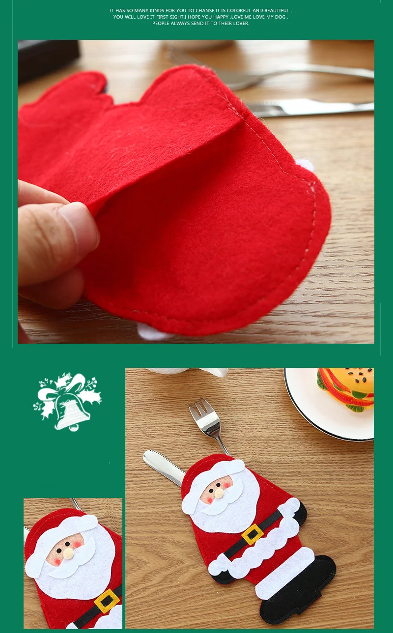 

2021 New Christmas Santa Cutlery Set Silverware Holders Santa Claus Snowman Elk Fork Knife Pockets Xmas Dinner Table Decoration