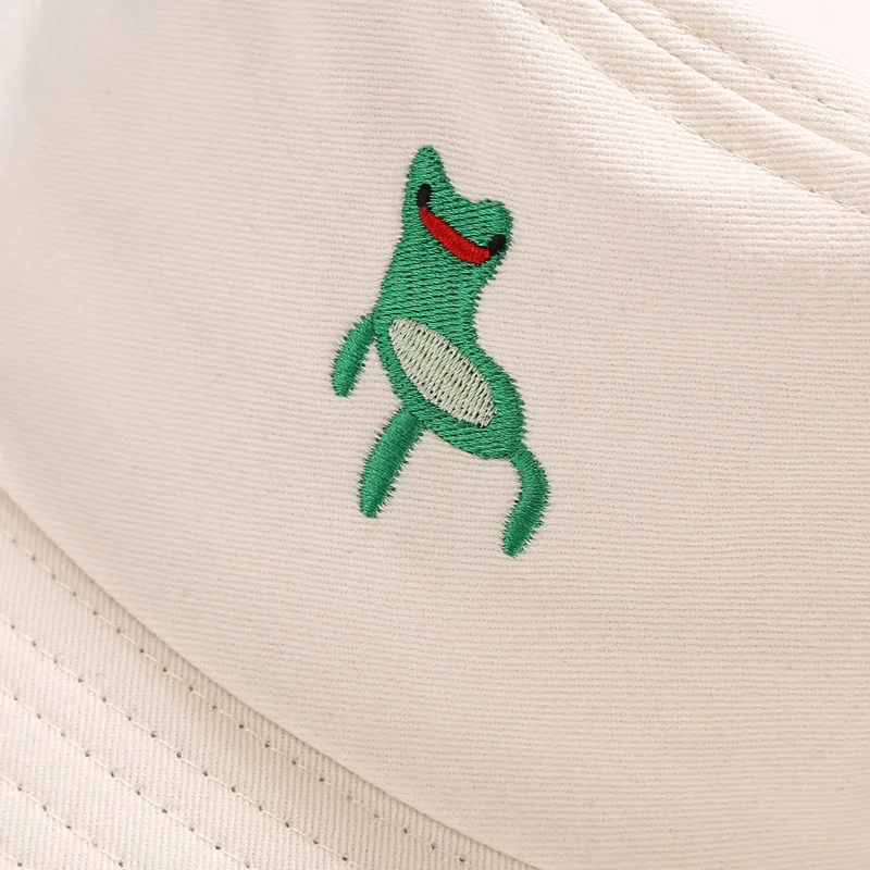 

2021 Fashion Frog Embroidery Bucket Hat Women Men Hip Hop Casual Foldable Fisherman Hat Bob Outdoor Street Travel Sun Hat Panama