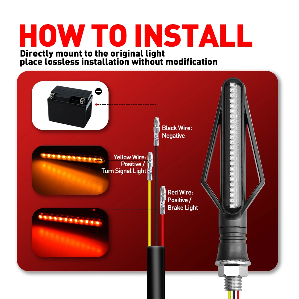 2 шт. светодиодный индикатор поворотников мотоциклетный мигалка хвостовые
