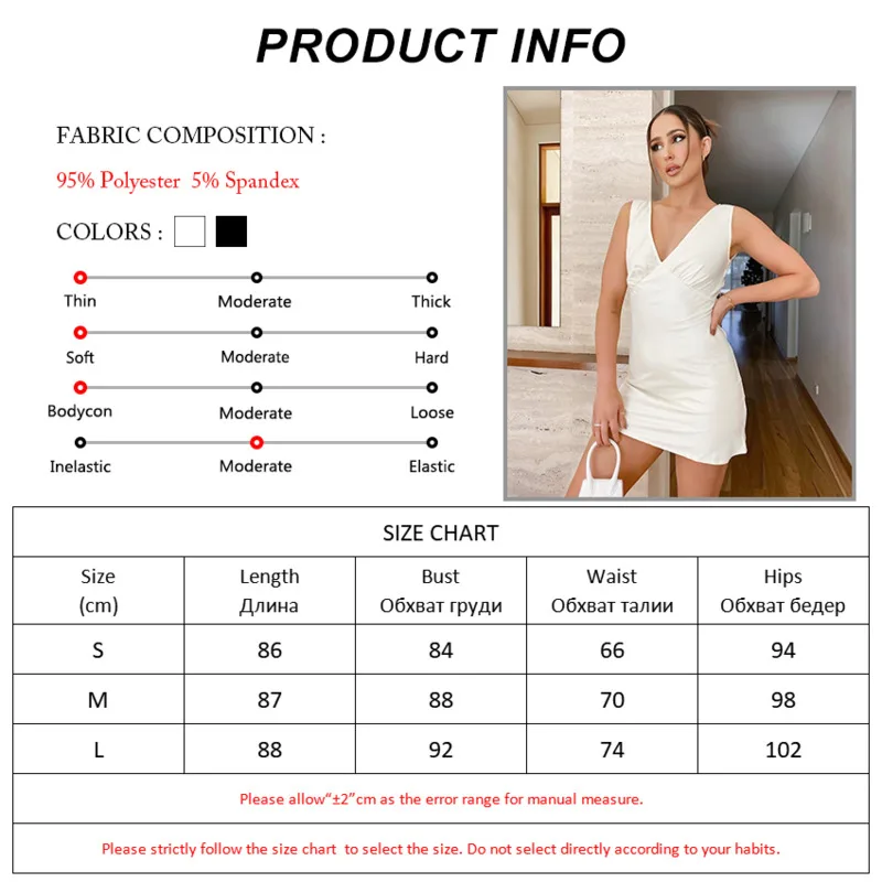 

Satin Women Dress Sexy White Deep V Neck Black 2021 Slim Silky Solid Party Bodice Zipper Elegant Sleeveless Vestido Wrap Dress