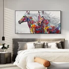 Современные абстрактные Животные картина маслом на холсте печати плакатов Wall Art Абстрактная живопись красный картины с лошадьми для Гостиная домашний декор