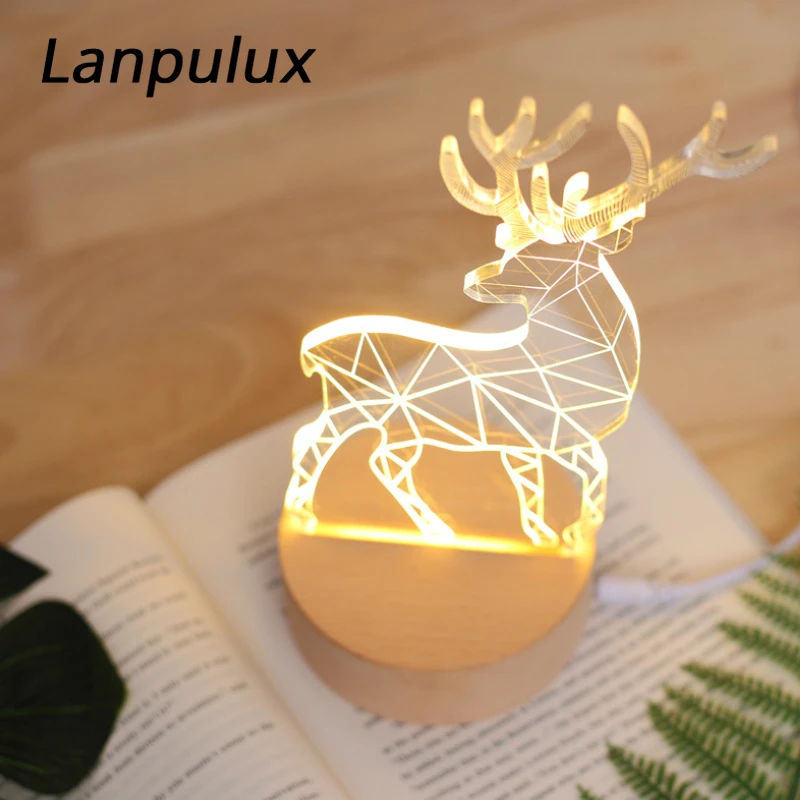Lanpulux 3D настольная лампа пианино Эйфелева башня волк любовь ночной Светильник