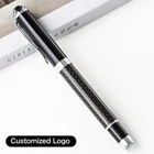 Шариковая ручка с имитацией углеродного волокна, роскошные черные Канцтовары для письма, подписи, офиса, с логотипом на заказ, подарок