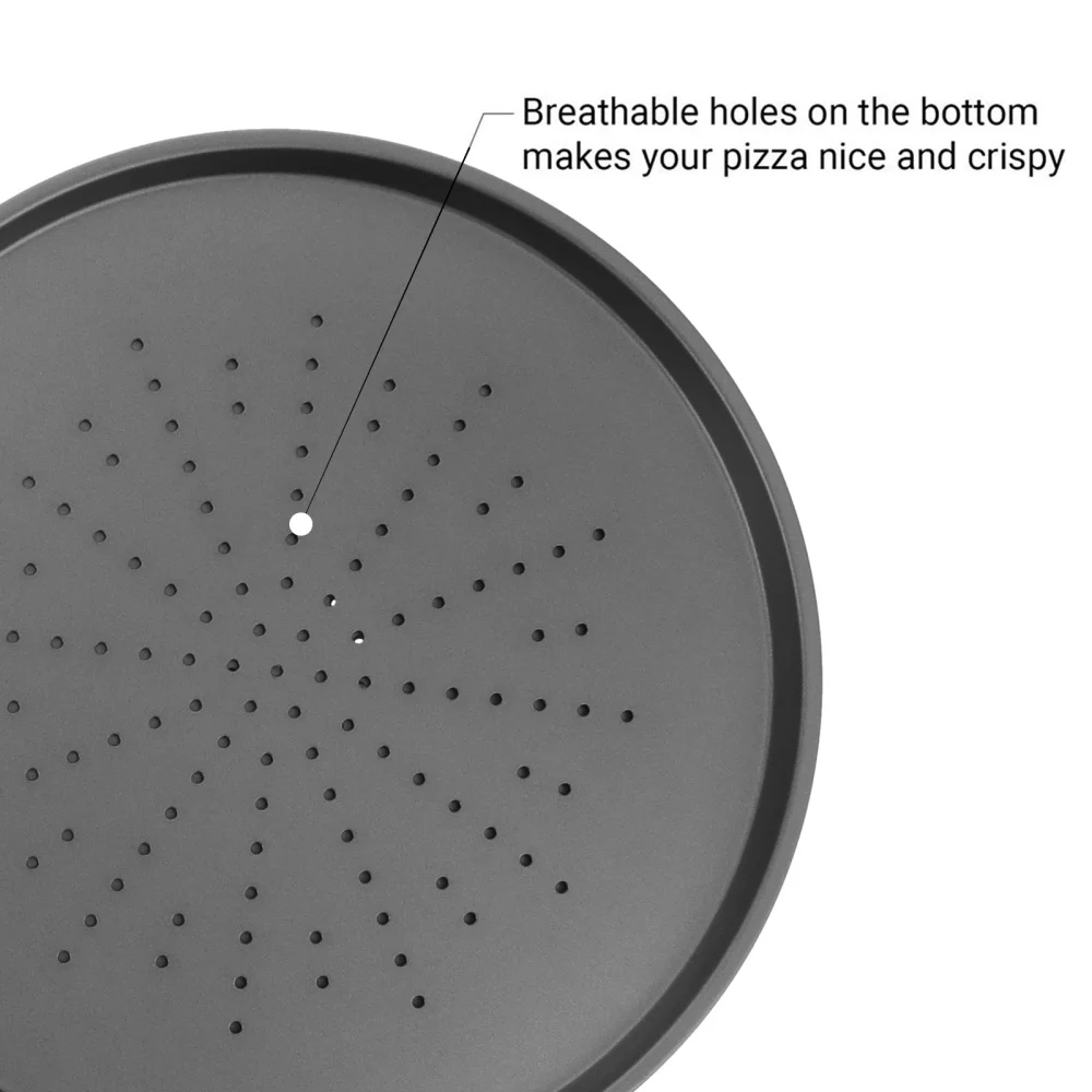 

1 Set 12 Inch Pizza Pans and Pizza Rack Non-stick Baking Trays for Oven