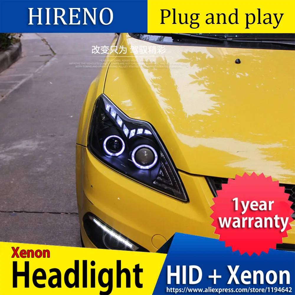 Hireno автомобильный Стайлинг чехол для Ford Focus 2009 2013 фары светодиодные DRL Объектив