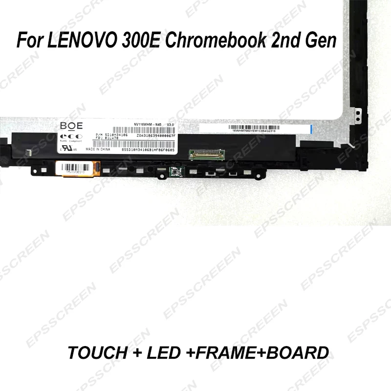 

Touch Screen For 300e Chromebook 2nd Gen 81MB/82CE/81QC LCD Assembly Digitizer Display Panel Bezel Frame 5D10T95195