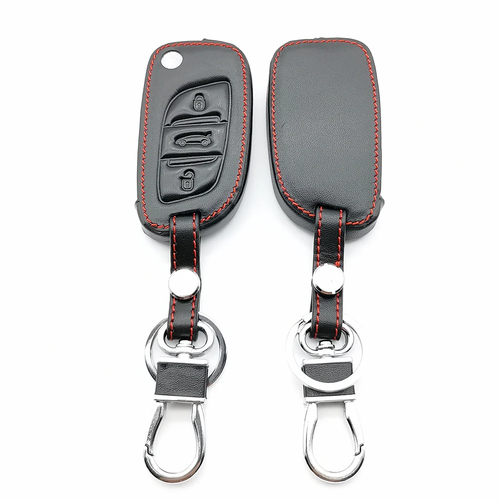 Кожаный чехол для ключей с 3 кнопками дистанционного управления Citroen C2 C3 C4 C5 C4L DS3 DS4