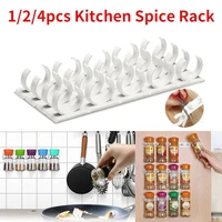 124 pcs kitchen storage rack wall mount seasoning bottle plastic clip rack cabinet door hooks jar spice holder tools