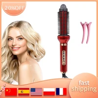 heated styling curling iron brush ionic hair curler anti scald nylon bristles anti frizz electric curl wand for all hair types