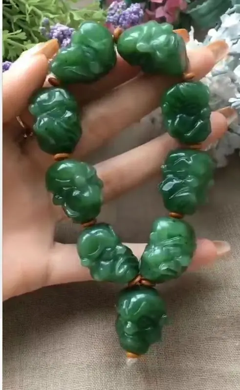 

Natural hetian jade A jasper green jade bracelets bangle hand-carved mascot of guan gong jadite jade bracelet jade jewelry 25mm
