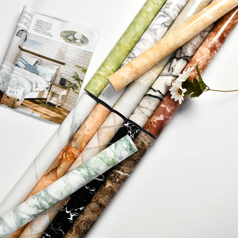 Мраморные водонепроницаемые клейкие стикеры для обновления кухни и ванной ПВХ