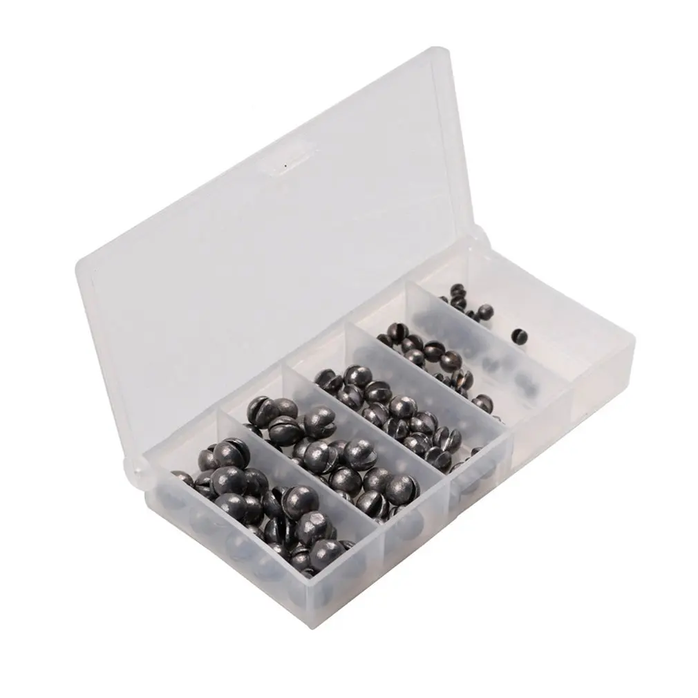 

5 Size 100Pcs/lot Open Bite Lead Sinker Set Bare Fishing Clip Fishing Accessories Fishing Tackle Gear