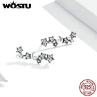 Женские серьги-гвоздики WOSTU, серьги из настоящего серебра 925 пробы со звездами и луной, ювелирные изделия из серебра 2020 Brincos EarringDXE926