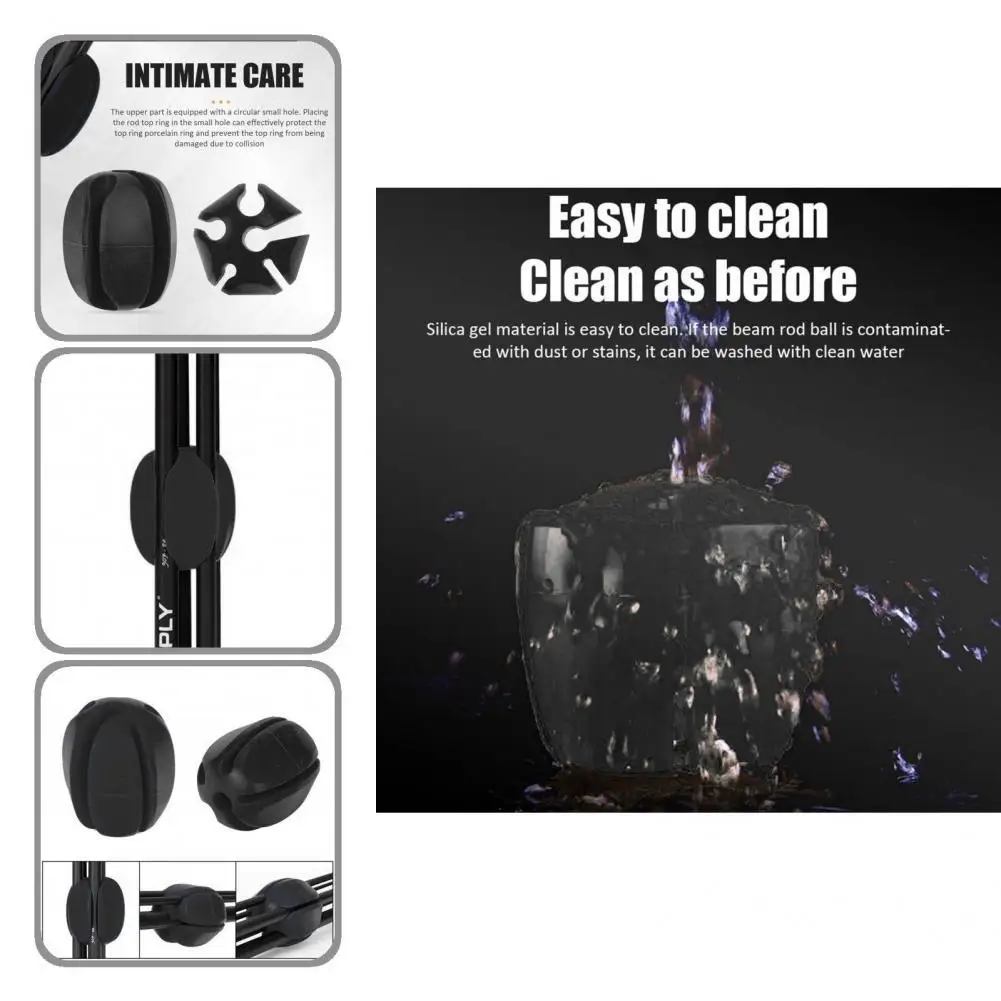 

Black Fishing Bundle Ball Flexible Rubber Ball Shape Beam Rod Stop Fishing Rod Ball Beam Rod Ball