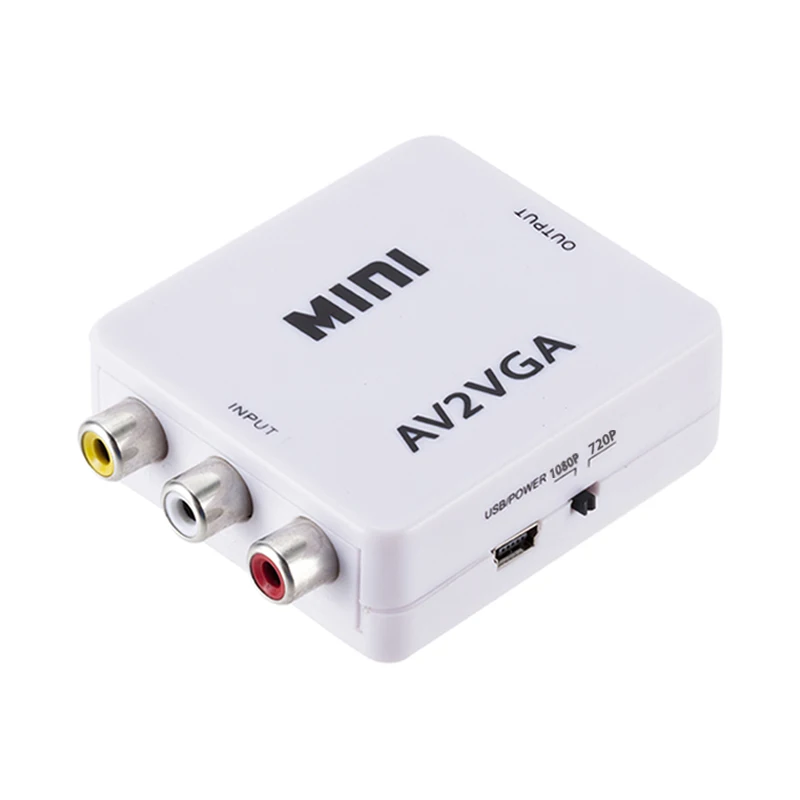Конвертер AV в VGA Mini HD RCA CVBS AV2VGA конвертер видео для ПК HDTV с аудио 3 5 мм | Электроника