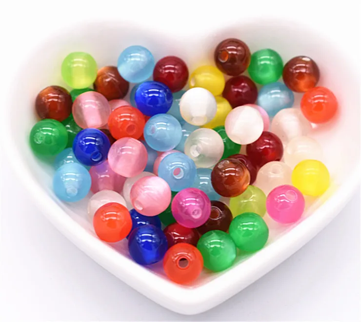 

50 шт./лот 8 мм смешанные цвета имитация смолы Кошачий глаз шарики свободные бусины изготовление браслетов ожерелье DIY ювелирные аксессуары