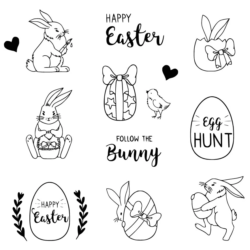 

ZhuoAng Heart-shape Easter Rabbit Eggs Clear Stamps For DIY Scrapbooking/Card Making/Album Decorative Silicone Stamp Crafts