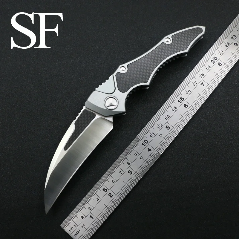 SF OTF Hawk D2 Steel Aviation Aluminum + Carbon Fiber Handle Outdoor EDC Hunting Survival Auto Knife Free Shipping | Инструменты