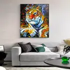 Картина маслом Arthyx в стиле поп-арт, ручная роспись, современный абстрактный тигр, животное, Картина на холсте, Настенная картина для гостиной, украшение для дома, подарок