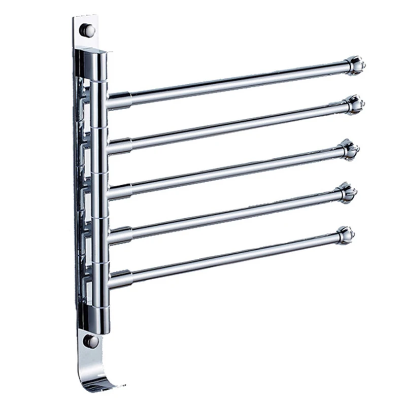 

Towel Bar Holder Swing Towel Rack Wall-Mounted Towel Rack with Hooks 5 Rotating Hook Rotating Towel Swing Rack Towel Bar