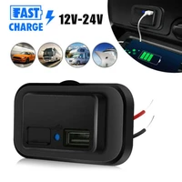 dual usb port led car fast charger socket power outlet accessories 12v 24v 3 1a for vehicles cars motorcycles boats rv