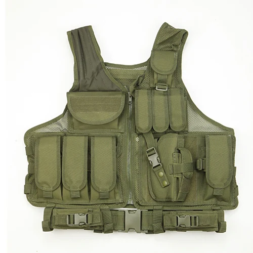 Green Полицейский военный тактический жилет Wargame Body Armor спортивная одежда Molle штурмовой страйкбол Пейнтбол Перевозчик Strike жилет с кобурой - Цвет: Green