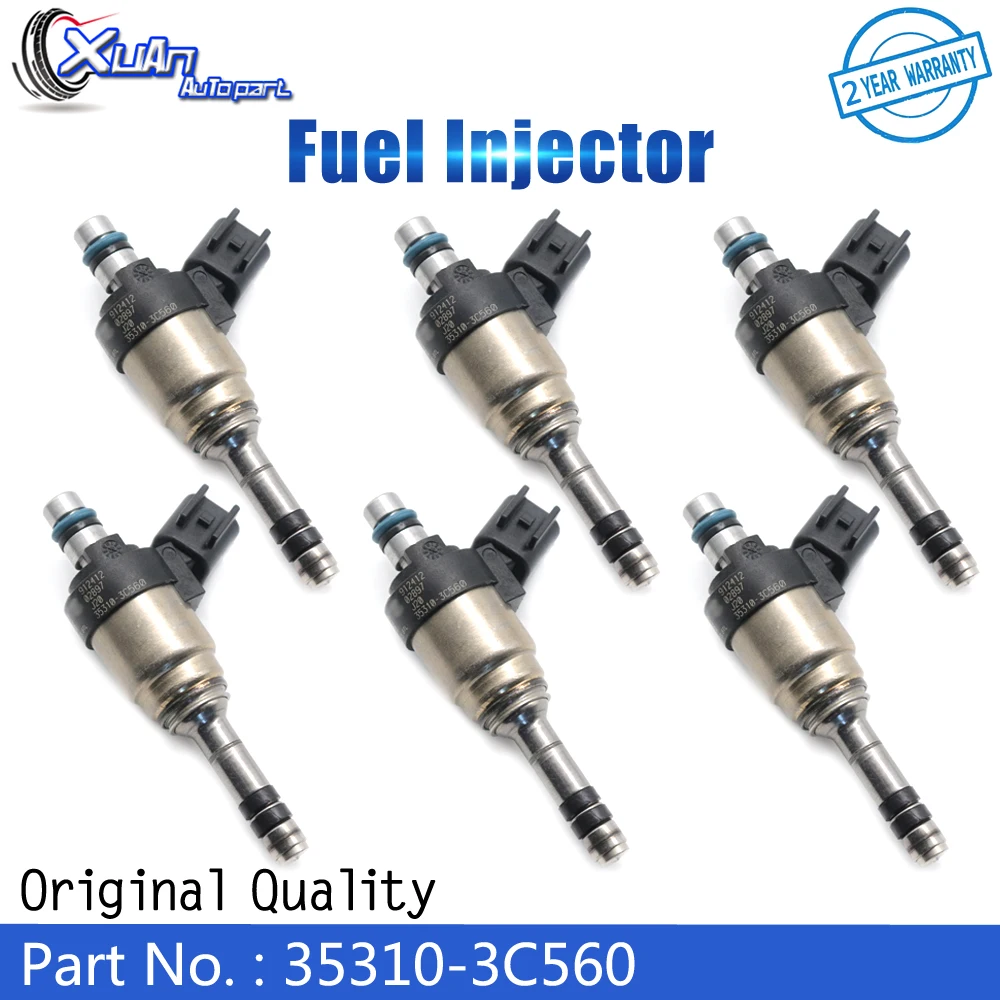 

XUAN 6pcs Fuel Injectors Nozzle 35310-3C560 for Hyundai Santa Fe Azera Genesis Coupe Kia Sedona Sorento K900 Cadenza 3.3L 3.8L