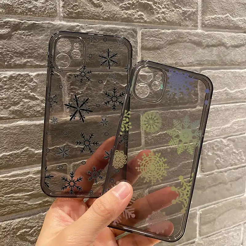 

Merry Christmas snowflake pattern Phone Case Transparent for iPhone 7 8 11 12 se 2020 mini pro X XS XR MAX Plus