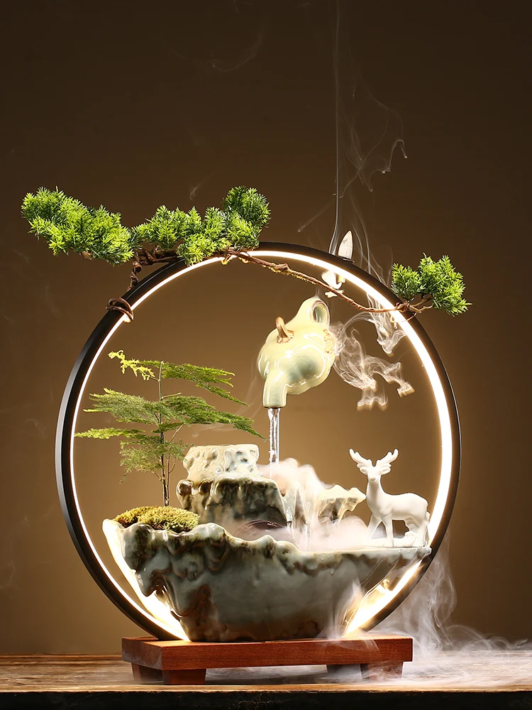 

zq Creative Flowing Water Home Table Decorative Ornaments Moving into the New House Birthday Gift Opening Gift