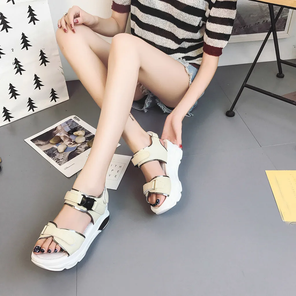 

2019 Ankle Strap Heels Women Sandals Summer Shoes Women Round Toe Leather Wedges Party Dress Sandals Drop Ship 95614