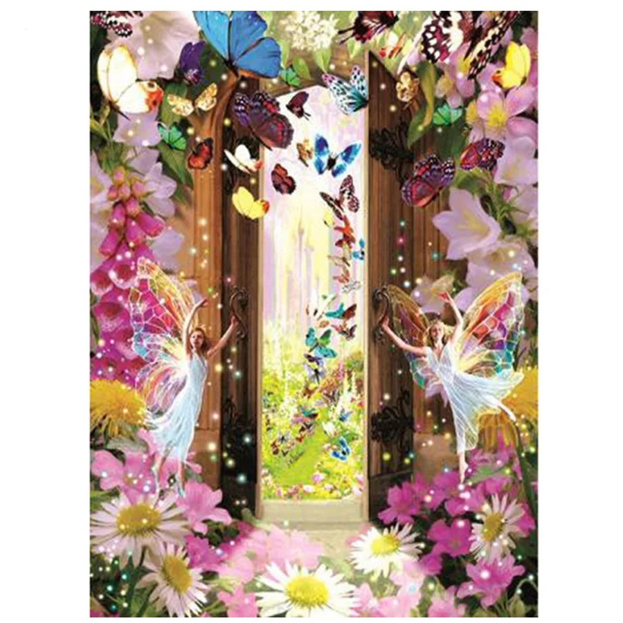 Сказочная дверь полная квадратная Алмазная вышивка мультяшный эльф фэнтезийное