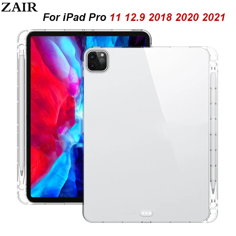

Silicone Case For iPad Pro 11 2021 A2459 A2031 Pro 12.9 2021 A2379 A2461 Capa With Pencil Holder For iPad Pro 11 12.9 2018 2020